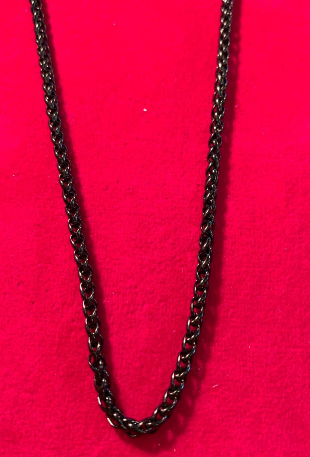 16″-60″ Men ,Women, ,3mm Stainless Steel Black Plated Braided Wheat Necklace-BLK