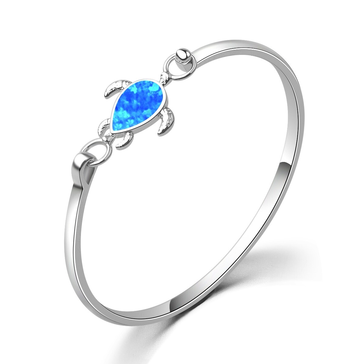 Hawaii Blue Opal Beach Turtle Cuff Bangles 925 Sterling Sliver Jewelry For Women