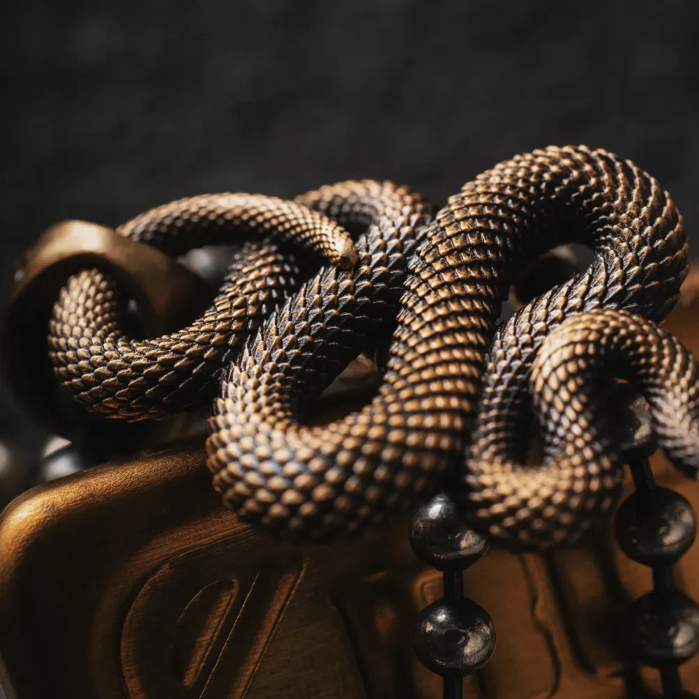 Brass Snake Pendant Necklace Viper Handmade Jewelry Gift Goth Animal for Men