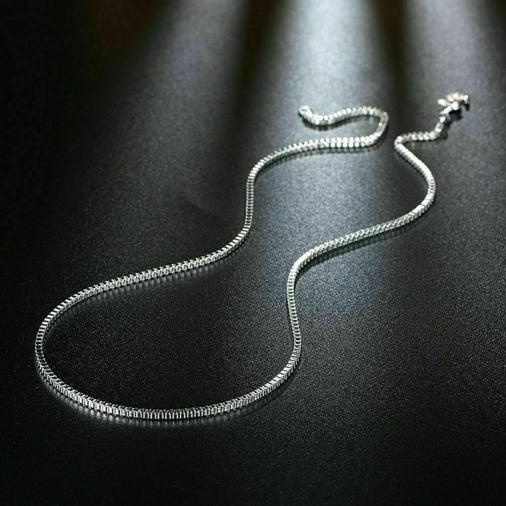 Mens Womens 925 Sterling Silver 2mm width Square Box Chain Necklace 16″ – 24″
