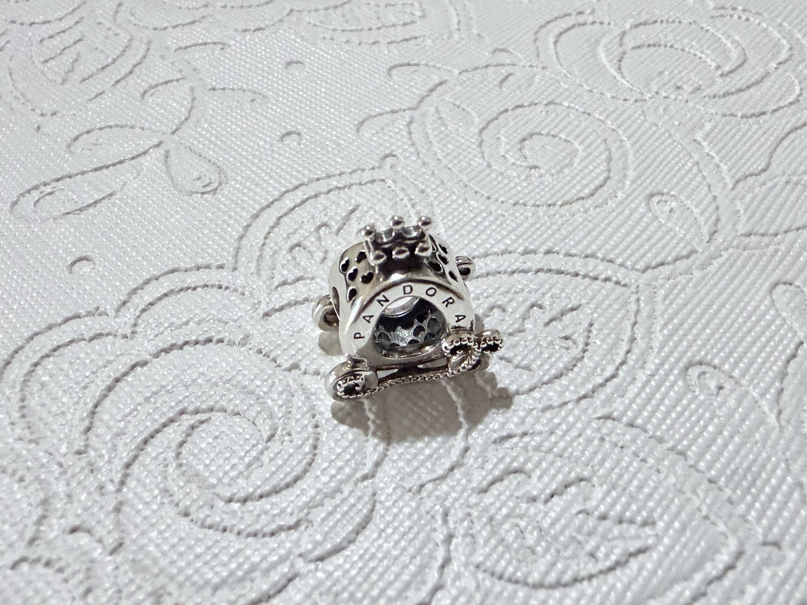 Polished Crown O Carriage Charm fits snake bracelet, see description