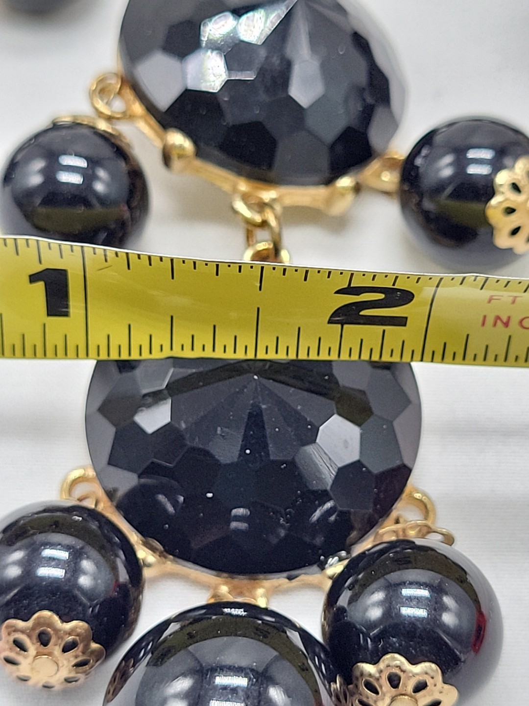 Vinrage J. Crew Statement Black Bubble Necklace in 18K Gold Electroplating 26″