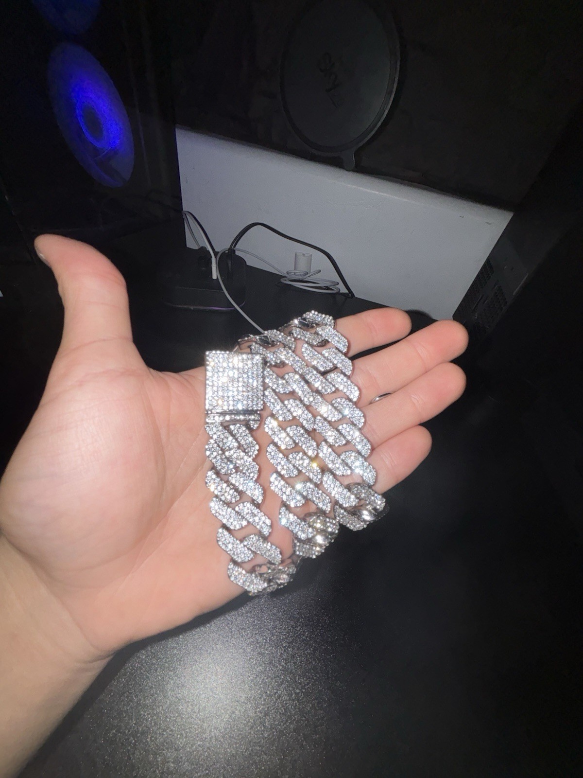 Moissanite Cuban Link Chains Silver color 18-24 inches