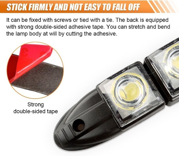 2PCS Red Daytime Running Strip Lights, Flexible Bright Spot Fog Lam Color: Red