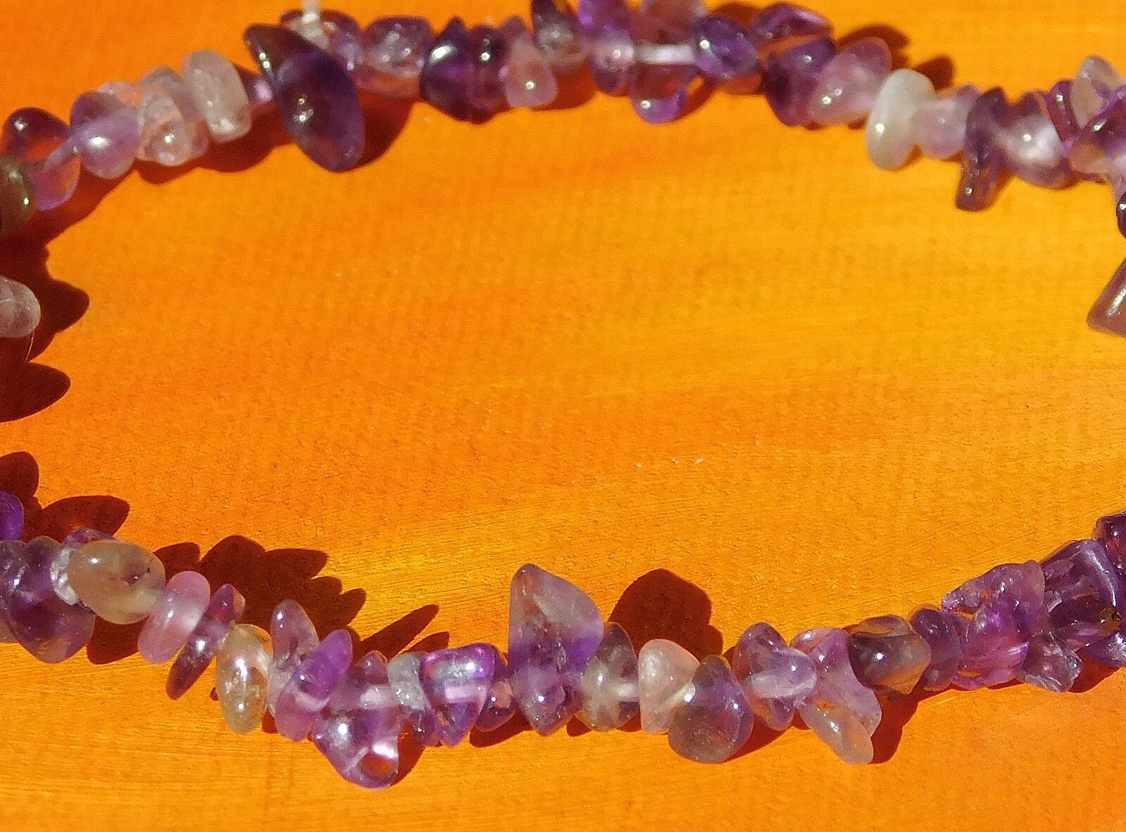 Handmade To Order – Gemstone Chip Beaded Bracelet – Natural Amethyst.