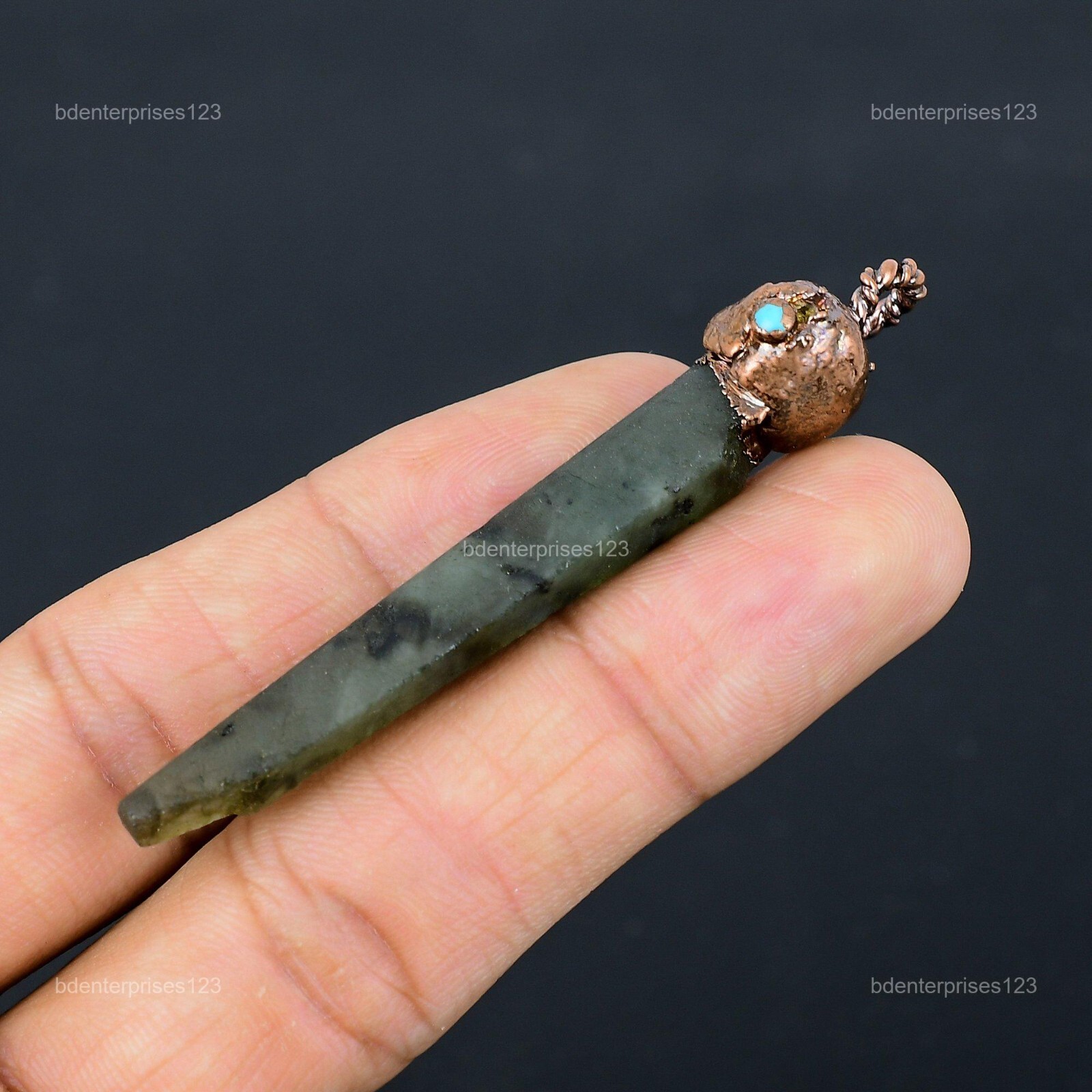 Labradorite Rough Stone Arizona Turquoise Electroformed Pendant Jewelry Copper