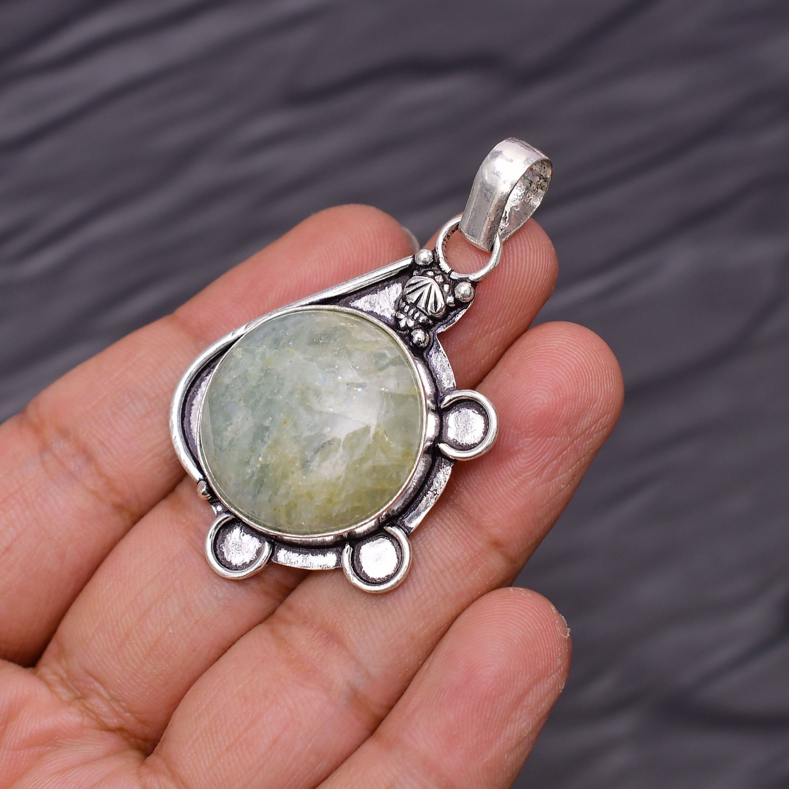 Aquamarine Gemstone 925 Sterling Silver Pendant -1.88″