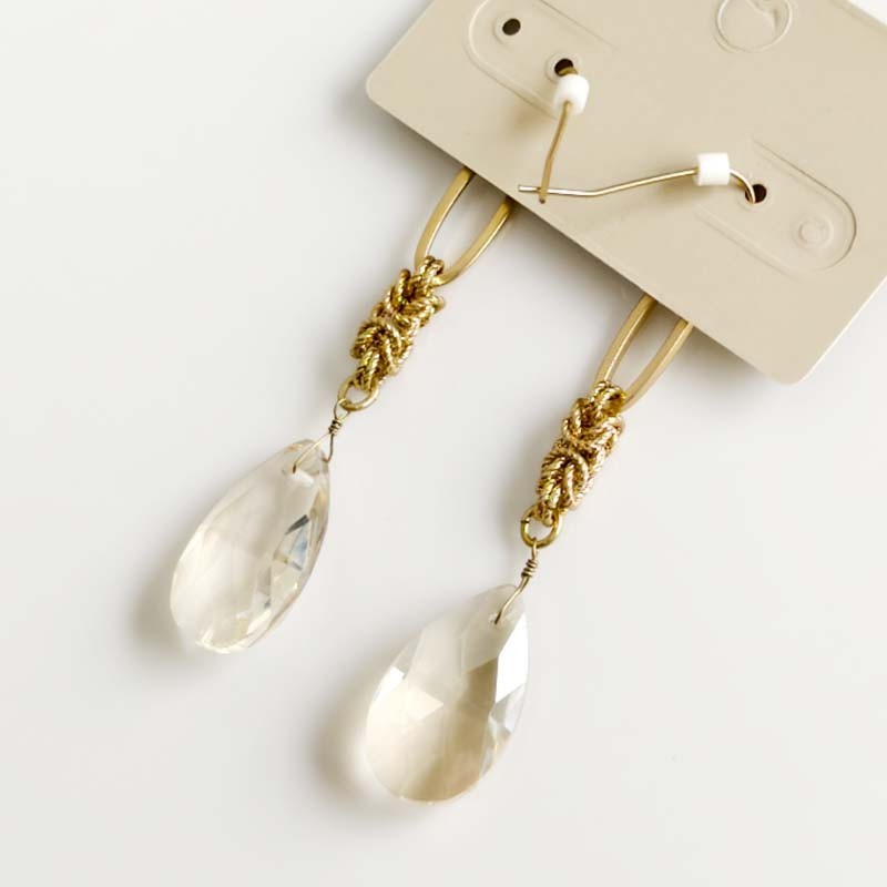 Chicos Crystal Teardrop Statement Drop Earrings Chic Women Party Holiday Jewelry