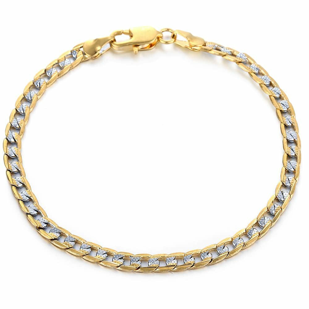 4mm Unisex Women Men Curb Cuban Silver Gold Filled Alloy Bracelet Chain 7/8/9 in