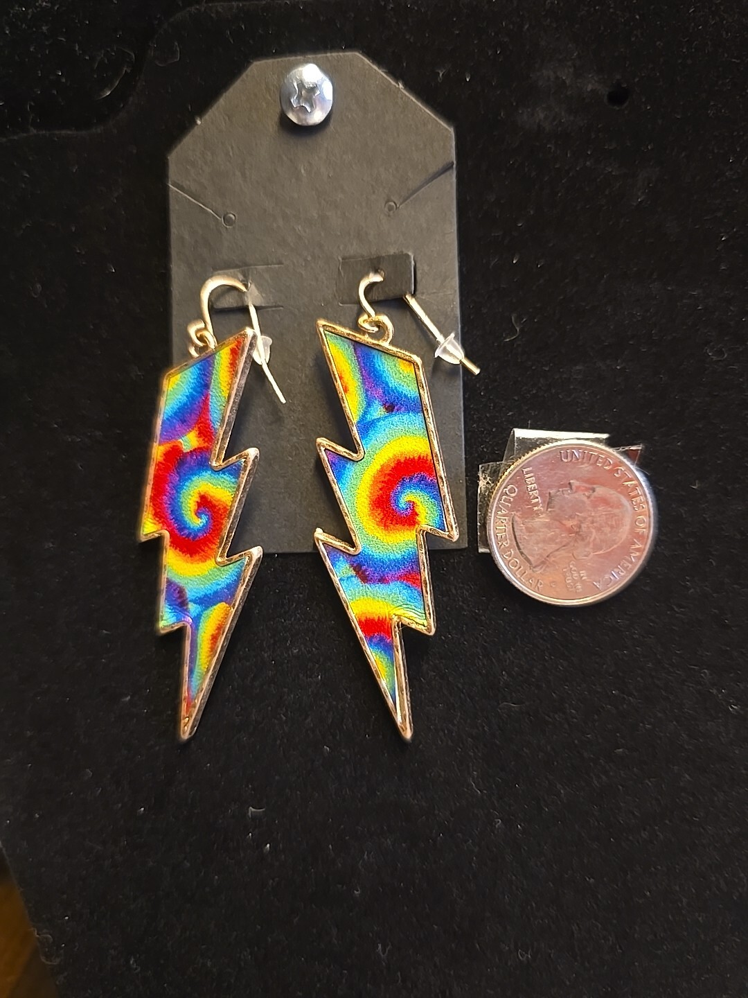 Tie Dye Lighting Bolts Earings
