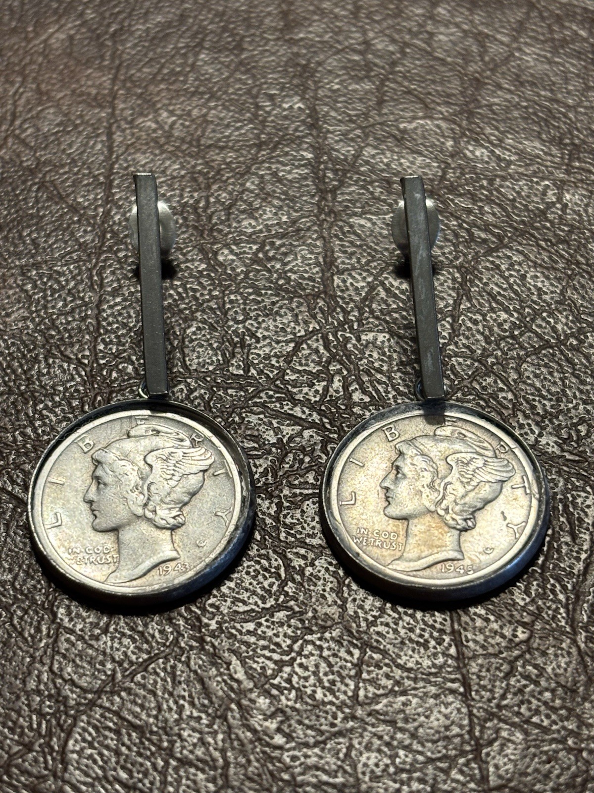 Genuine Silver Mercury Dime Drop Earrings with Posts