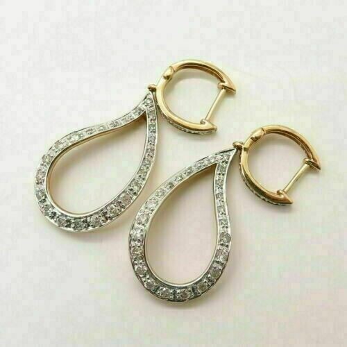 Stunning Drop Dangle Earring Round Cut Simulated Diamond 14k Yellow Gold Plated