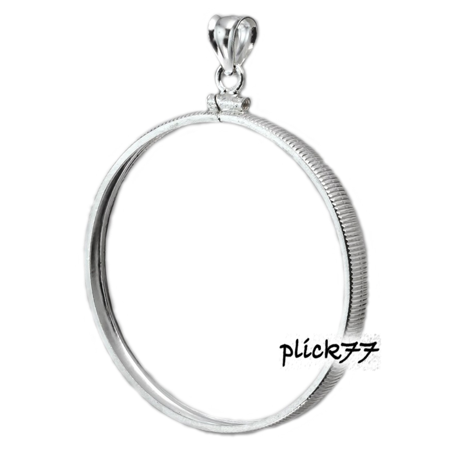 39mm Silver Round Coin Bezel Sterling Silver Coin Edge Pendant