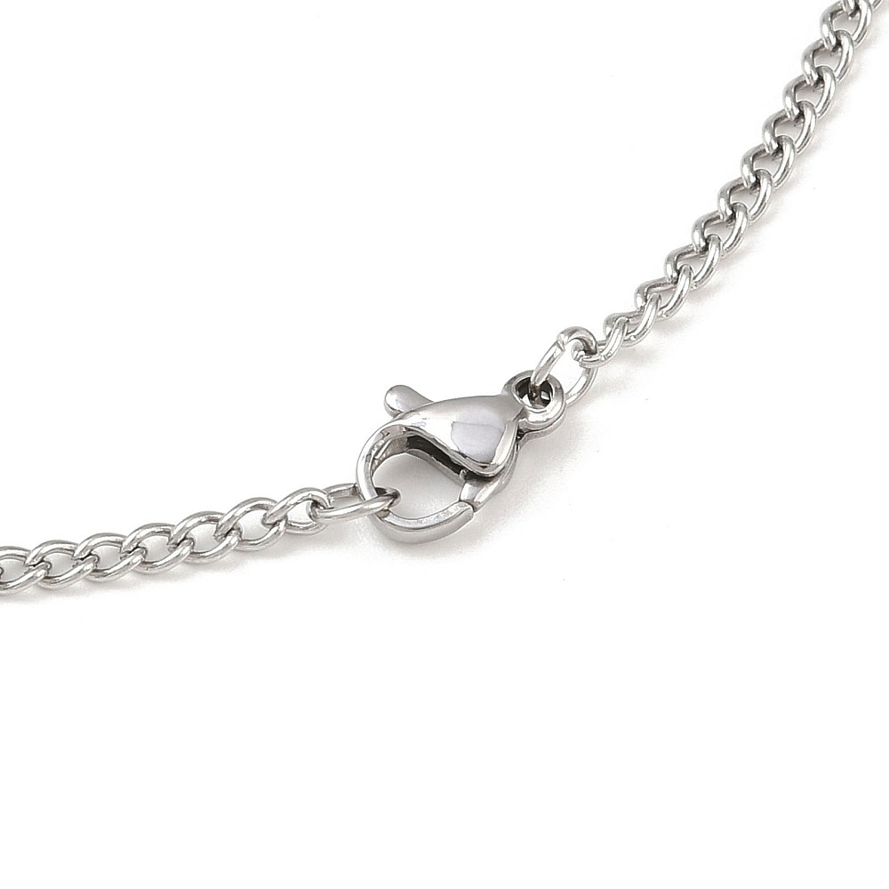 Chain Necklace Stainless Steel Silver 17.7 in Women N151