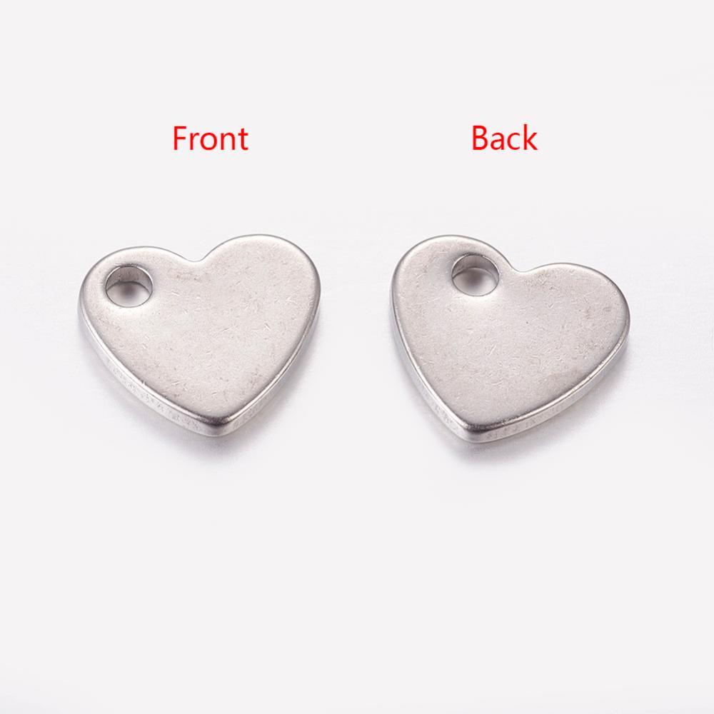 5 Metal Stamping Blanks Silver 10mm Blank Charms Stainless Steel Heart