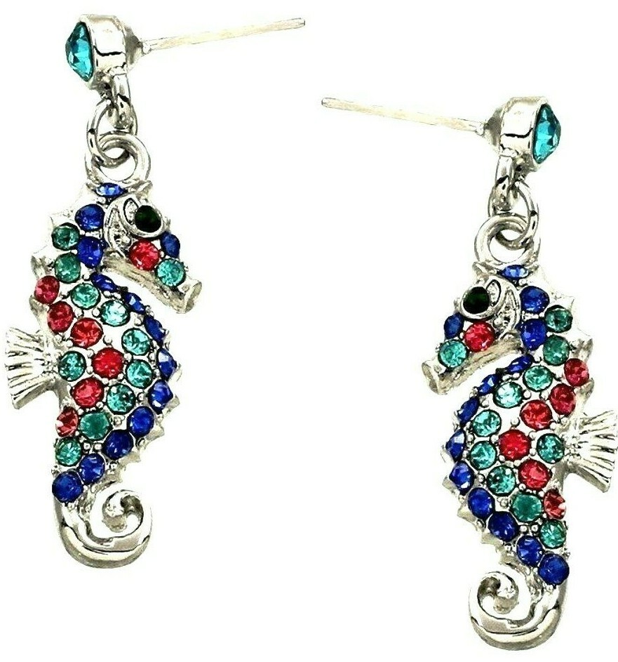 Silvertone Beautiful Seahorse Earrings Sea Horse Gift Boxed Fast Shipping