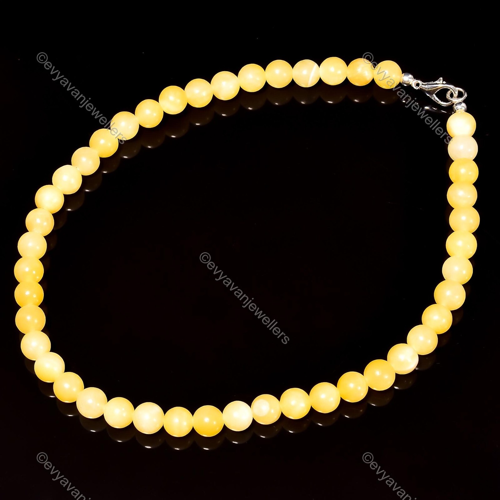 Honey Calcite Gemstone Beaded Yellow Adjustable Necklace 925 Sterling Silver