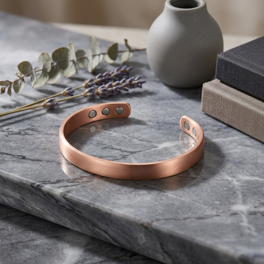 2 Pack Pure Solid Copper Magnetic Bracelet Arthritis Pain Relief Dome Cuff