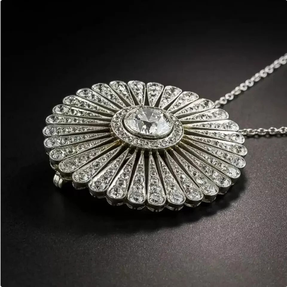 2 Ct Round Cut Simulated Diamond Stunning Pendent In 14k White Gold Plated