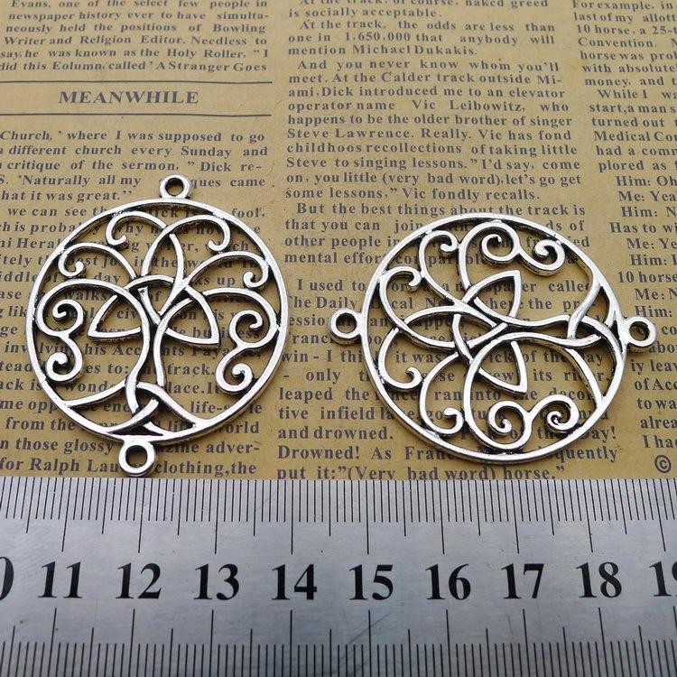 3/8PCS Silver Viking Celtic Knot Charm Pendant Connector 40X49mm JHS474-41639