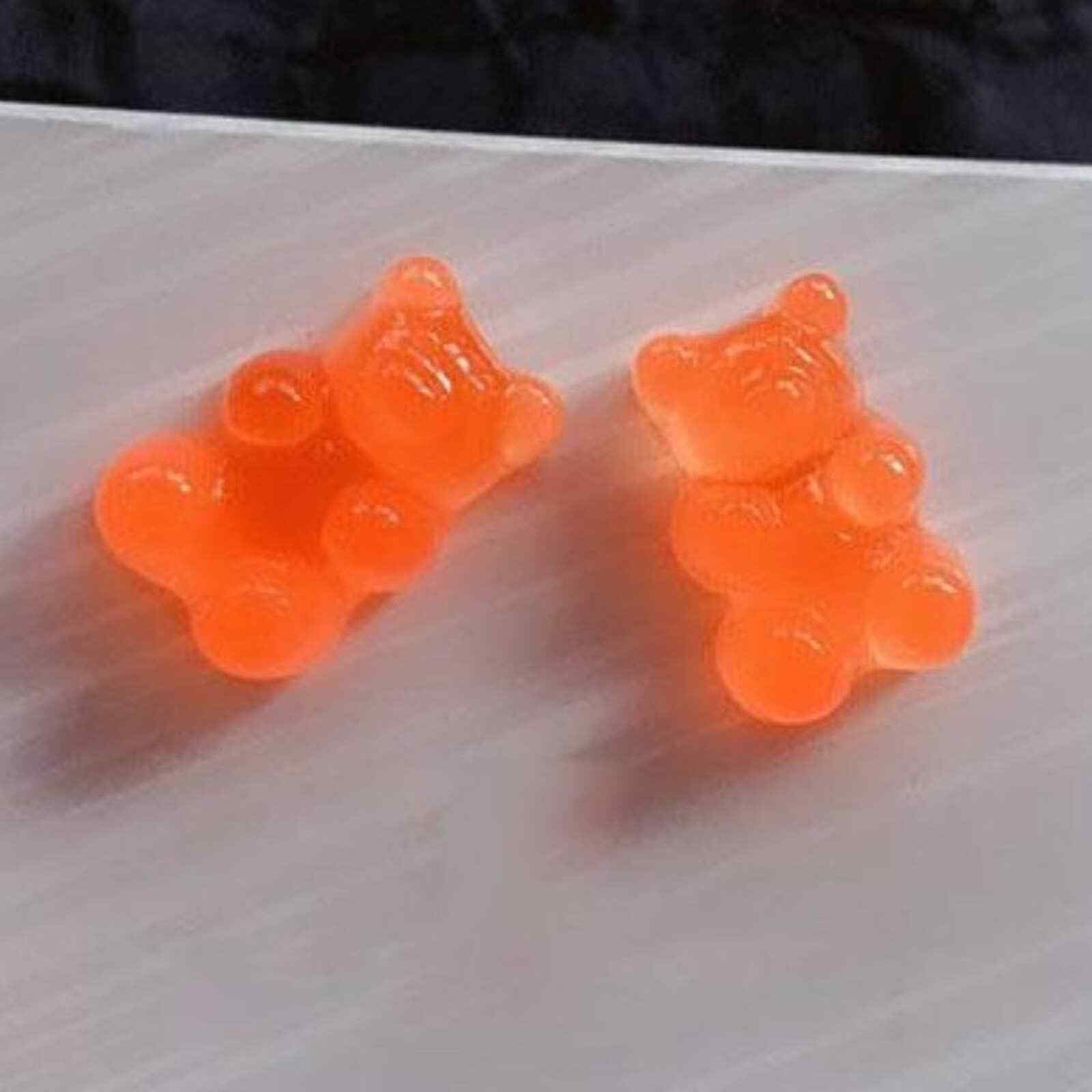 Candy Colored Resin Gummy Bear Stud Earring Pair in Clear Candy Shaped Box~~NWOT