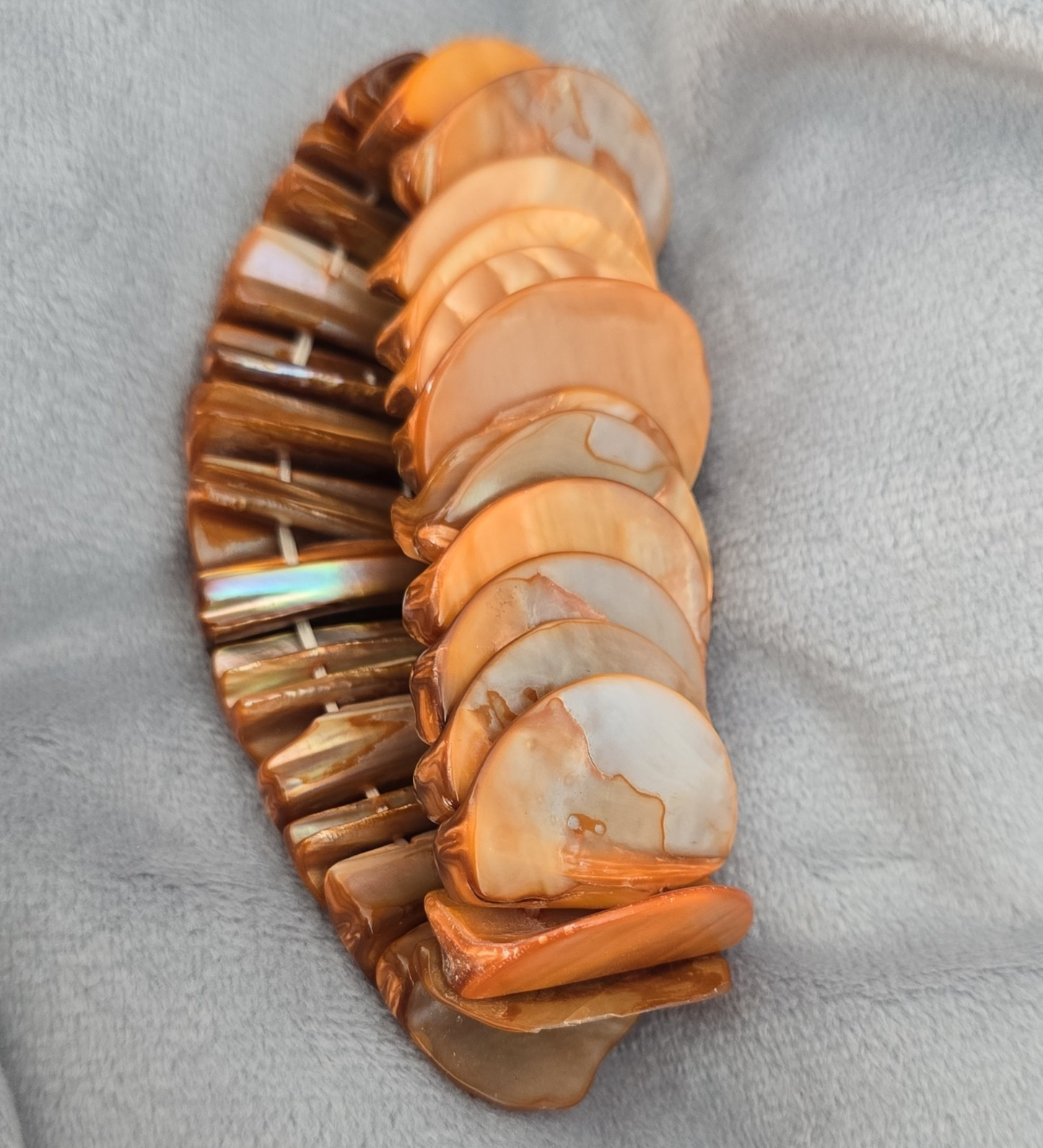 Gold Tone Stretch Bangle Bracelet, No Clasp, Round Bead, Beauty Theme