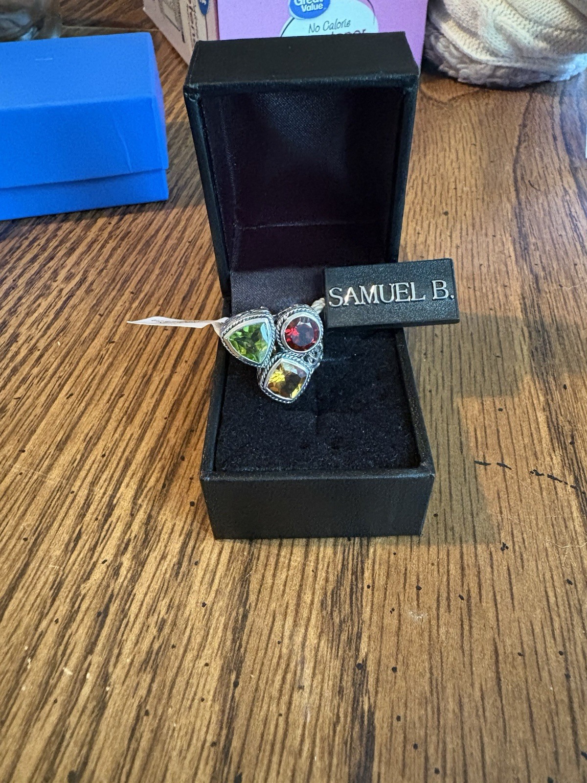 Samuel B STERLING SILVER THREE STONE AUTUMN RING