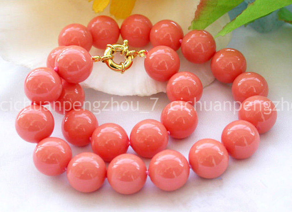 Genuine 8mm Natural Pink Coral Round Beads Necklace 18” AA