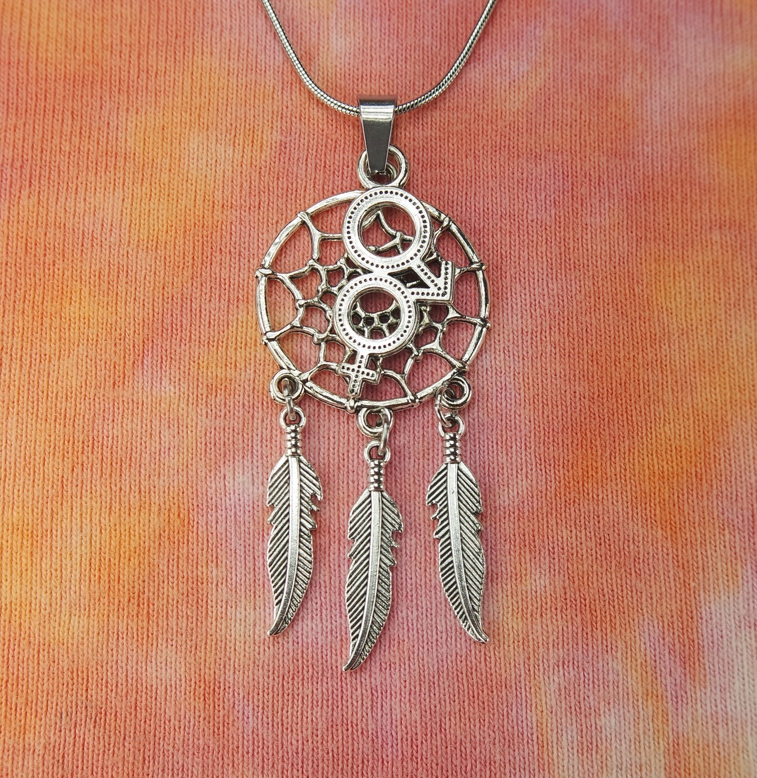 Two-Spirit Necklace or Earrings, Male Female Dreamcatcher Native Third-gender