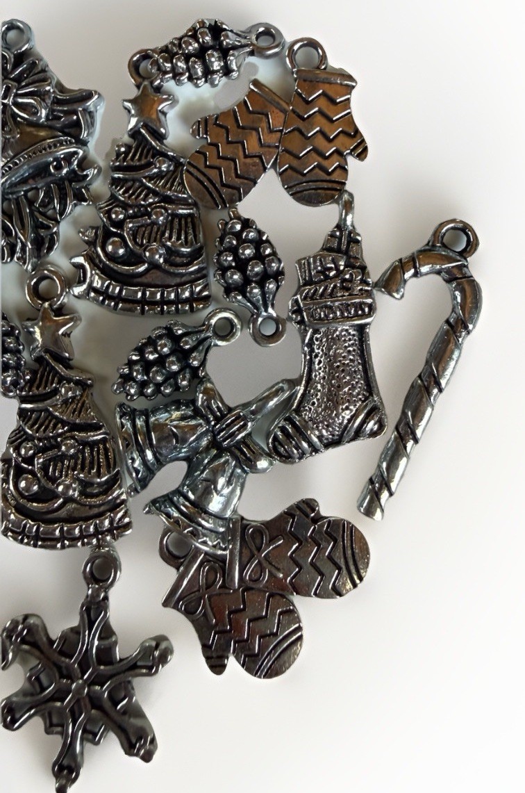 Bead Treasures Silver Plate Christmas Charm Assortment