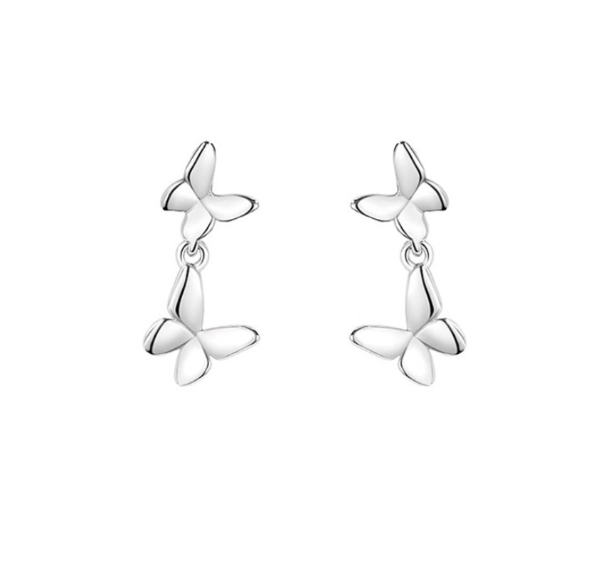 Women Girl 925 Sterling Silver Dangle Drop Butterfly Stud Earrings I107