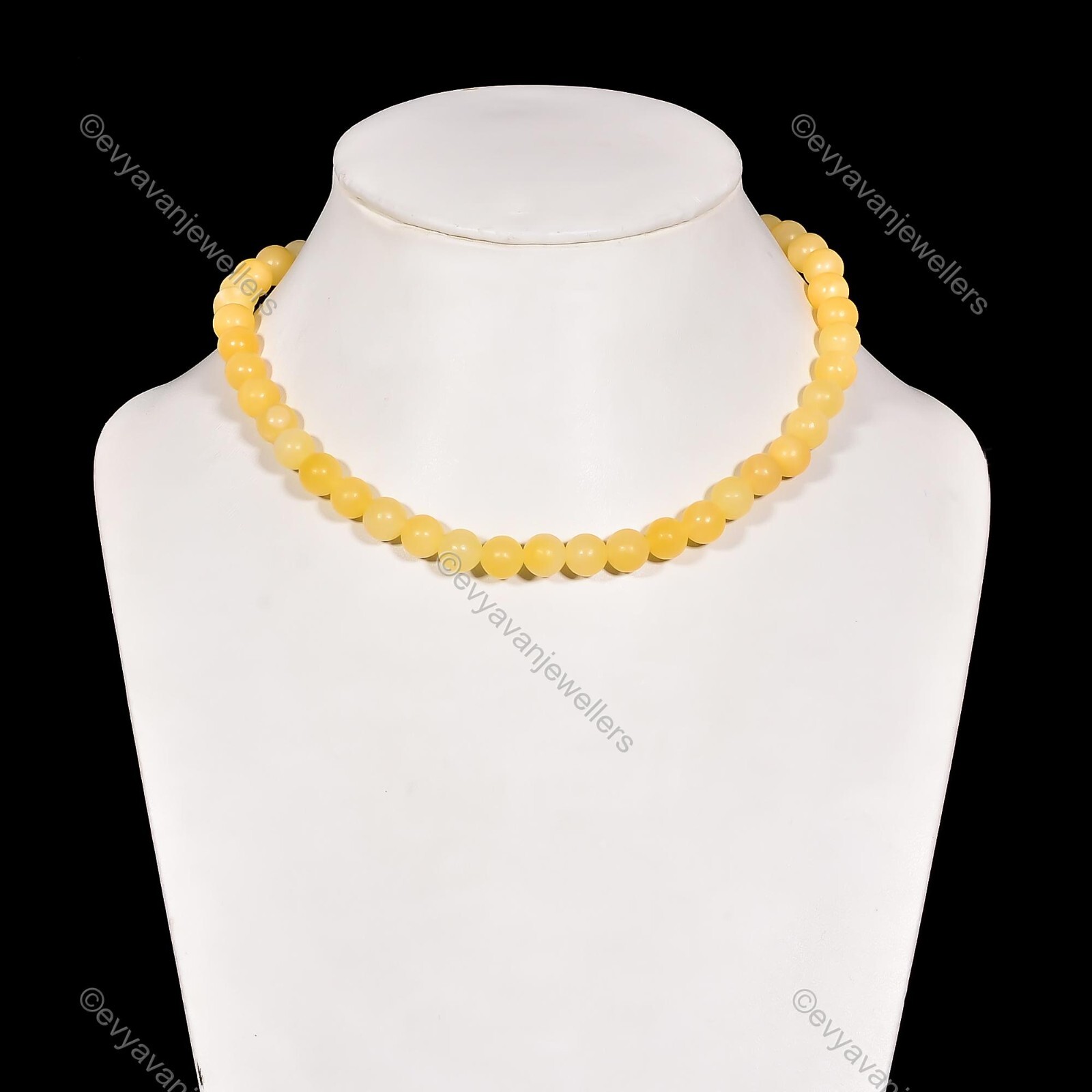 Honey Calcite Gemstone Beaded Yellow Adjustable Necklace 925 Sterling Silver