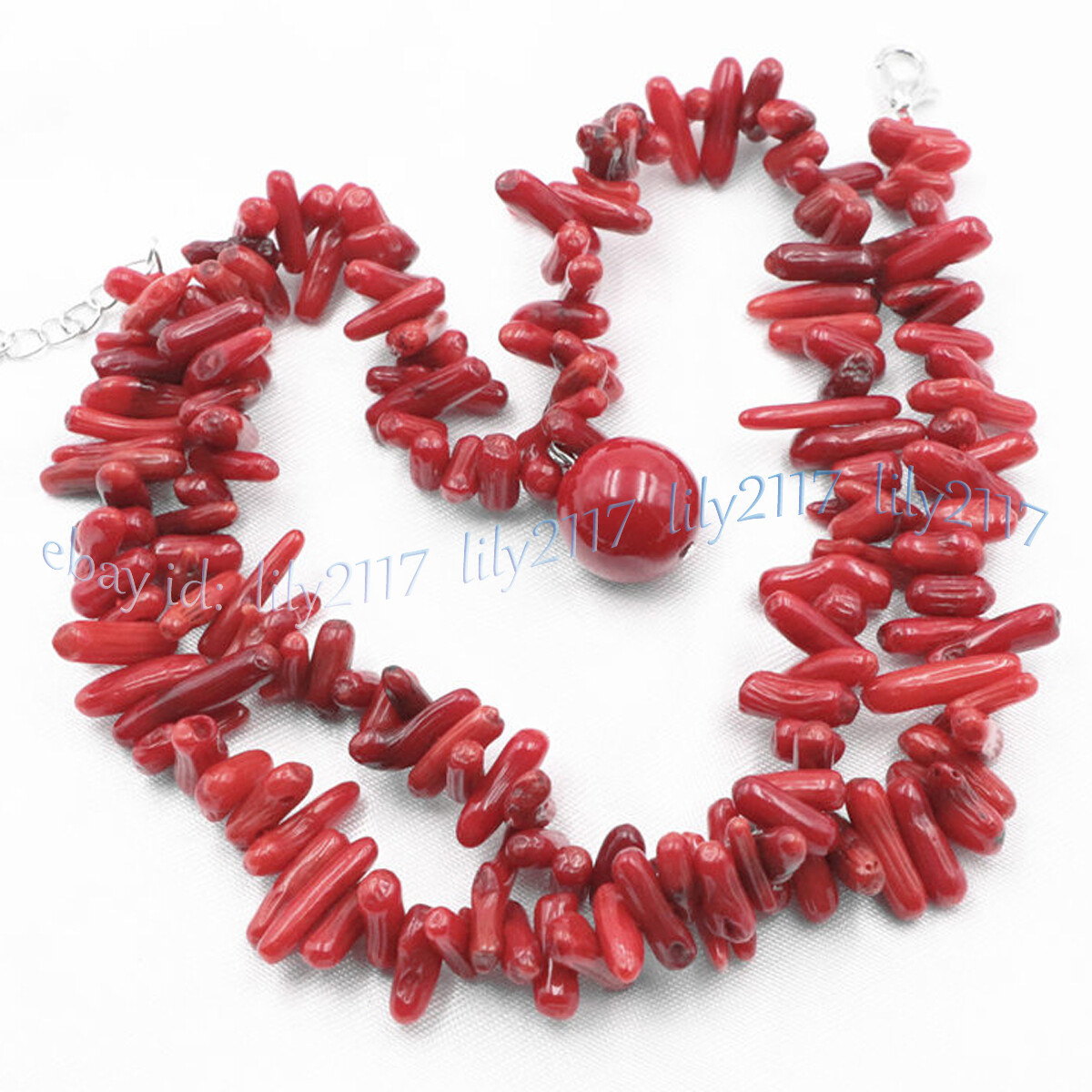 Natural 3-10mm Red Coral Gems Irregular Chips Gravel Beads Pendant Necklace 18”