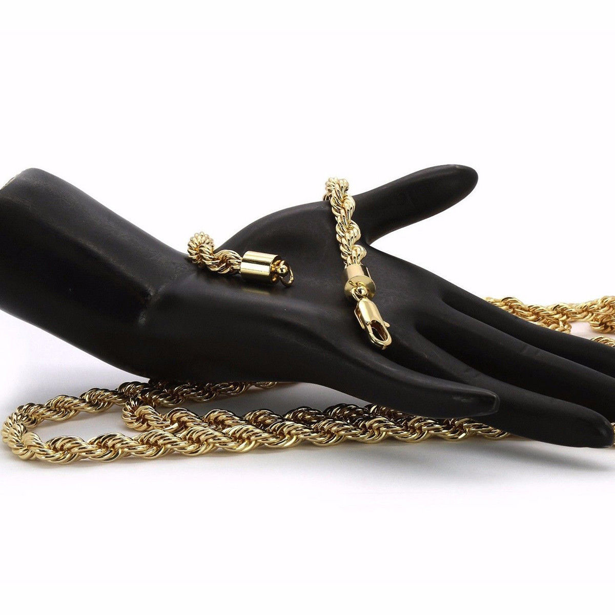 Mens 14k Gold Plated SAVAGE Cubic-Zirconia Pendant 4mm Rope Chain Necklace