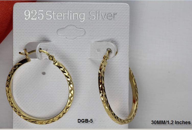 10K GOLD PLATED STERLING SILVER 925 LIGHT WEIGHT 1.18″ UNISEX HOOP EARRINGS