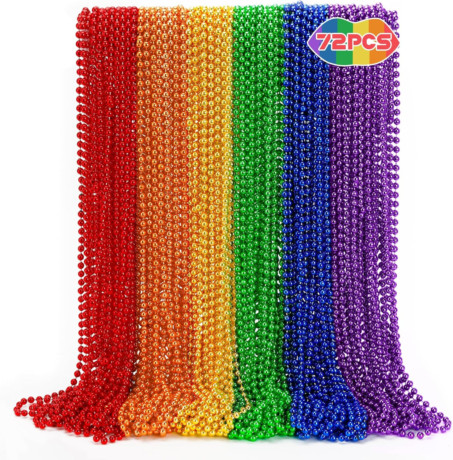 12PCS Pride Accessories, Pride LGBTQ Beads Necklace Stuff, Metallic 6 Kinds of R