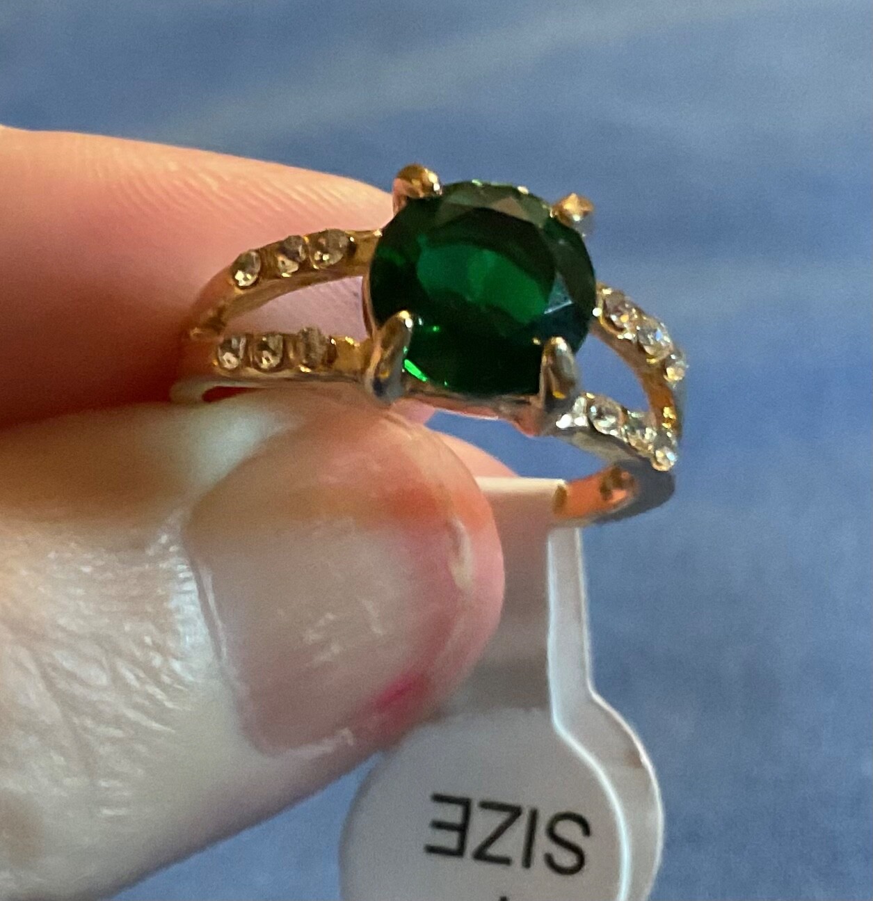 Beautiful Green Grossular Garnet Ring Gold Plated Size 7 Statement FREE SHIPPING