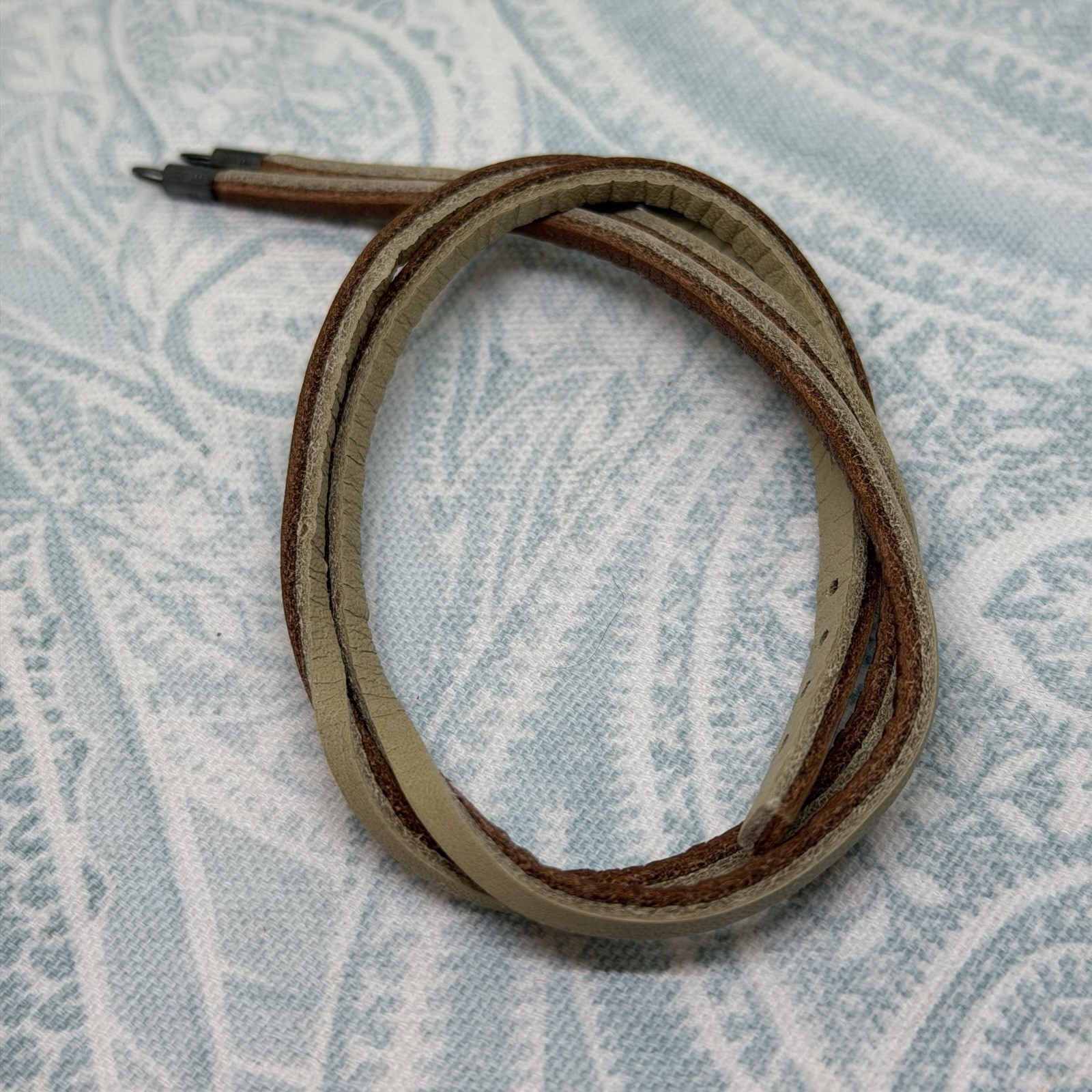 Authentic Trollbeads Brown/Beige Leather 14.2 inch/36 cm Bracelet, New