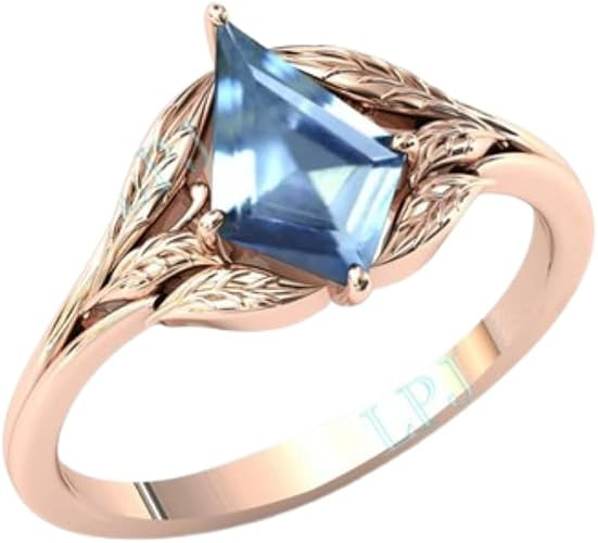 2ct Womens Engagement Ring, Kite Cut Aquamarine Gemstone Wedding Ring for Women