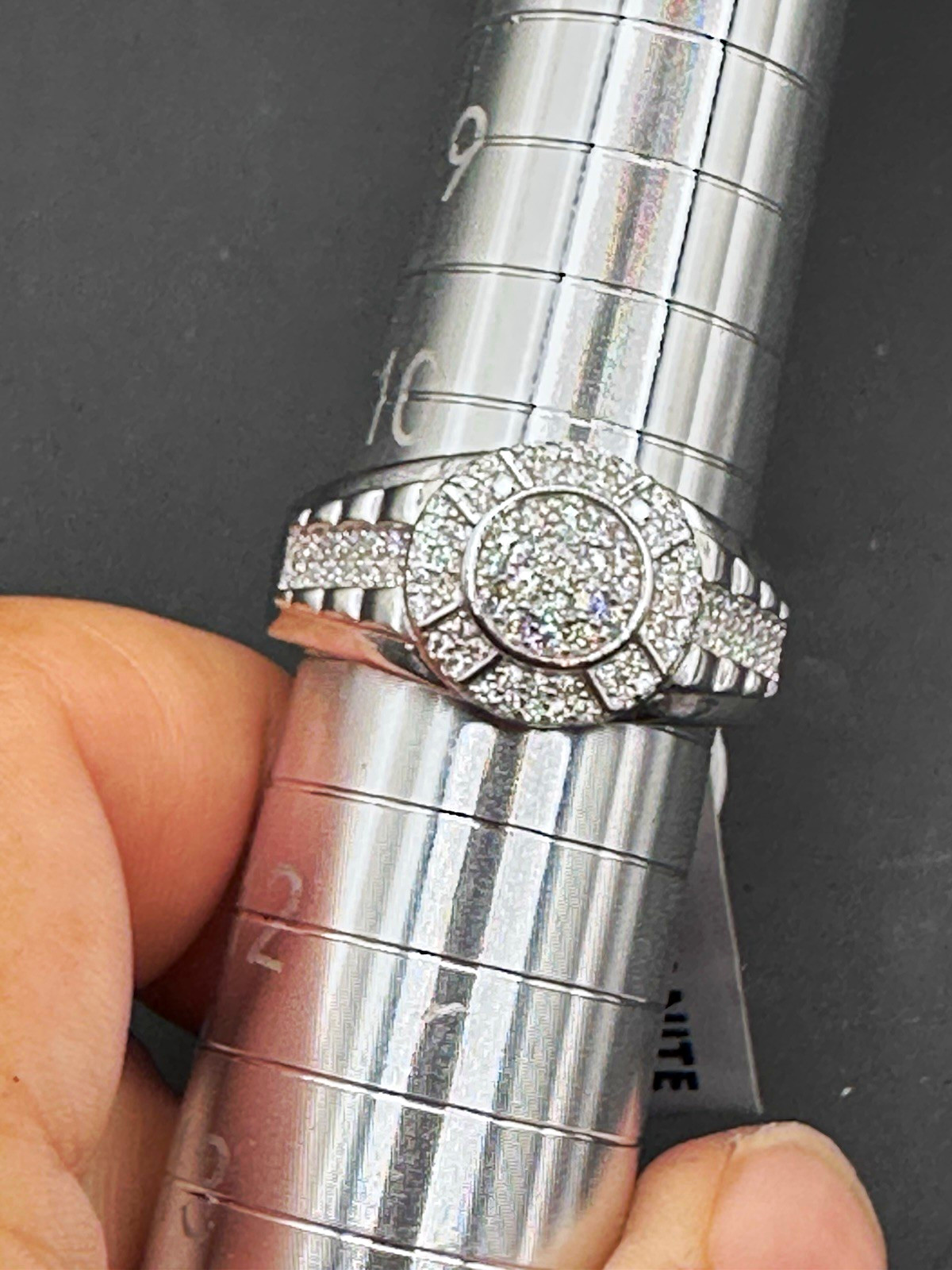 925 Sterling Silver VVS D color Moissanite Round Halo Band Ring Sz 11 12mm