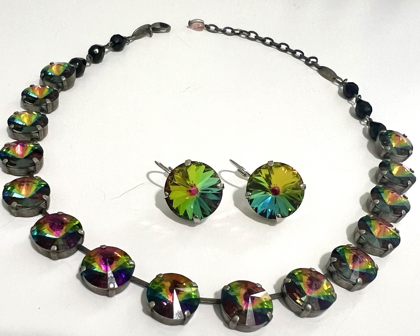 Sabika Austrian Crystal Watermelon Rivoli Necklace & Earrings Manhattan W 2012