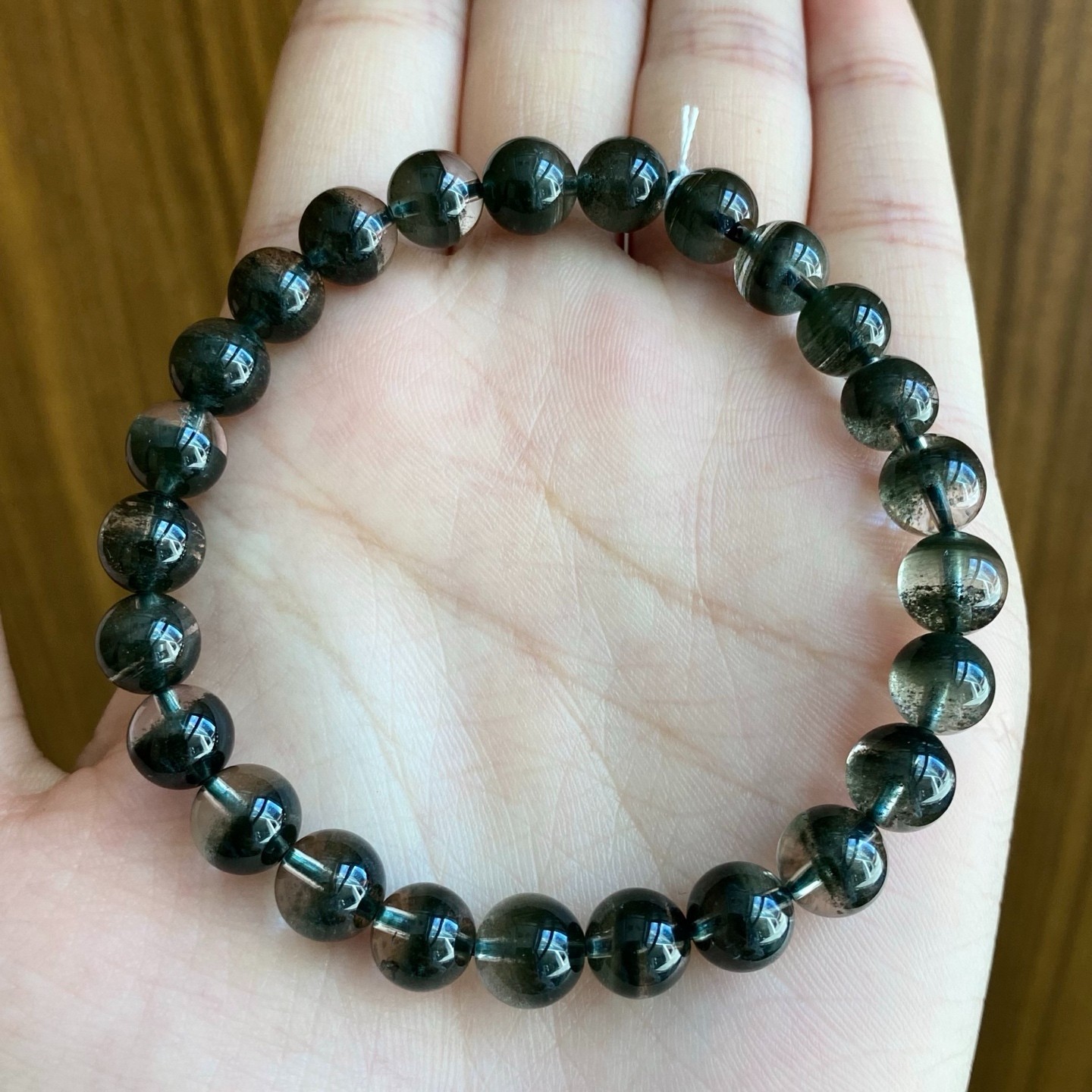 7.8mm Natural Green Phantom Quartz Bracelet healing Wealth Luck Crystal Jewelry