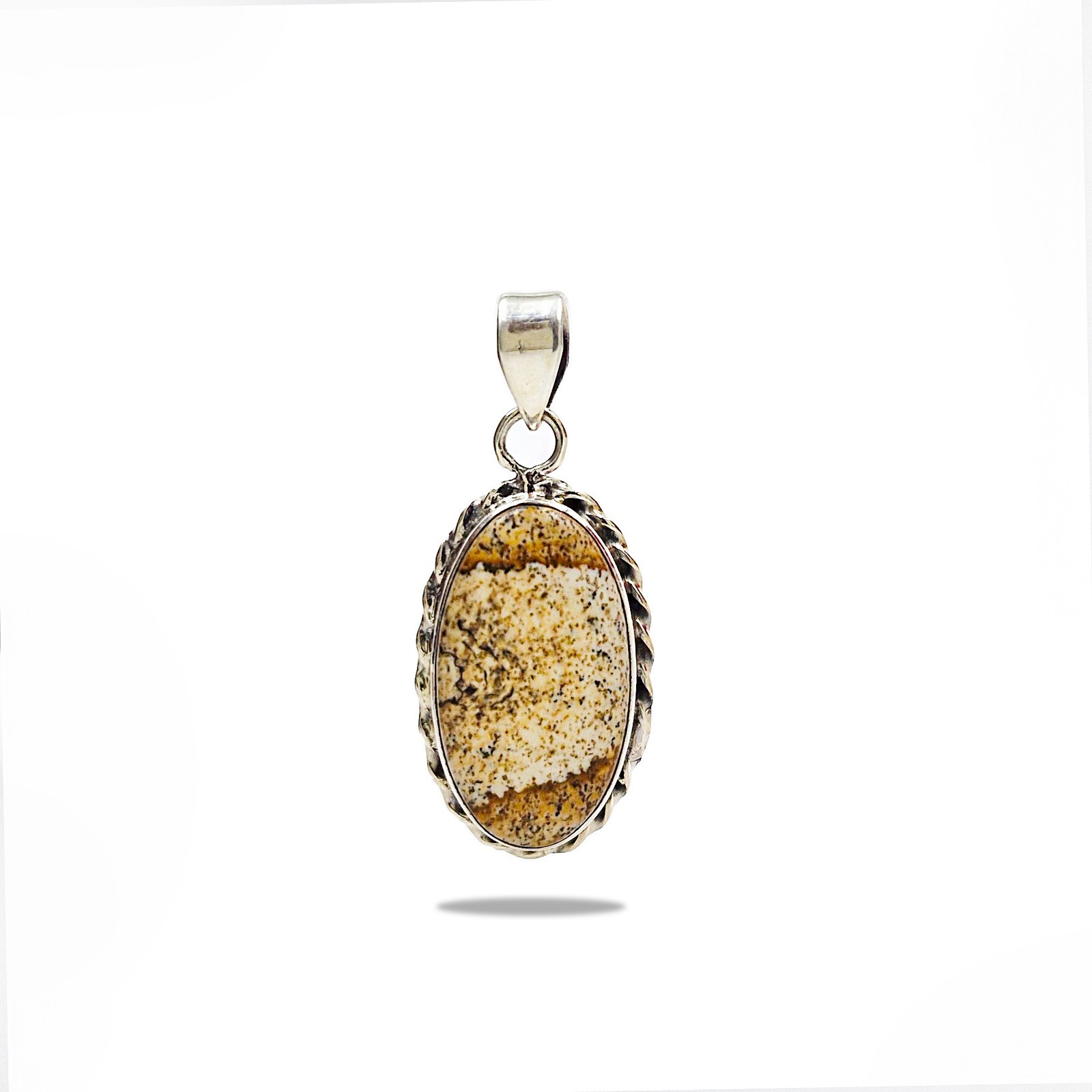 Natural Jasper Pendant 925 Sterling Silver Oval Boho Handmade Jewelry