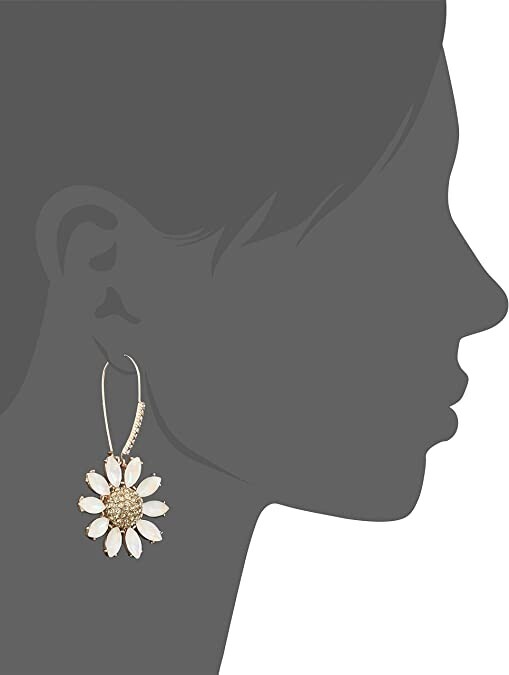 Betsey Johnson Flower Drop Earrings | Daisy Design | Pave Stone Accents