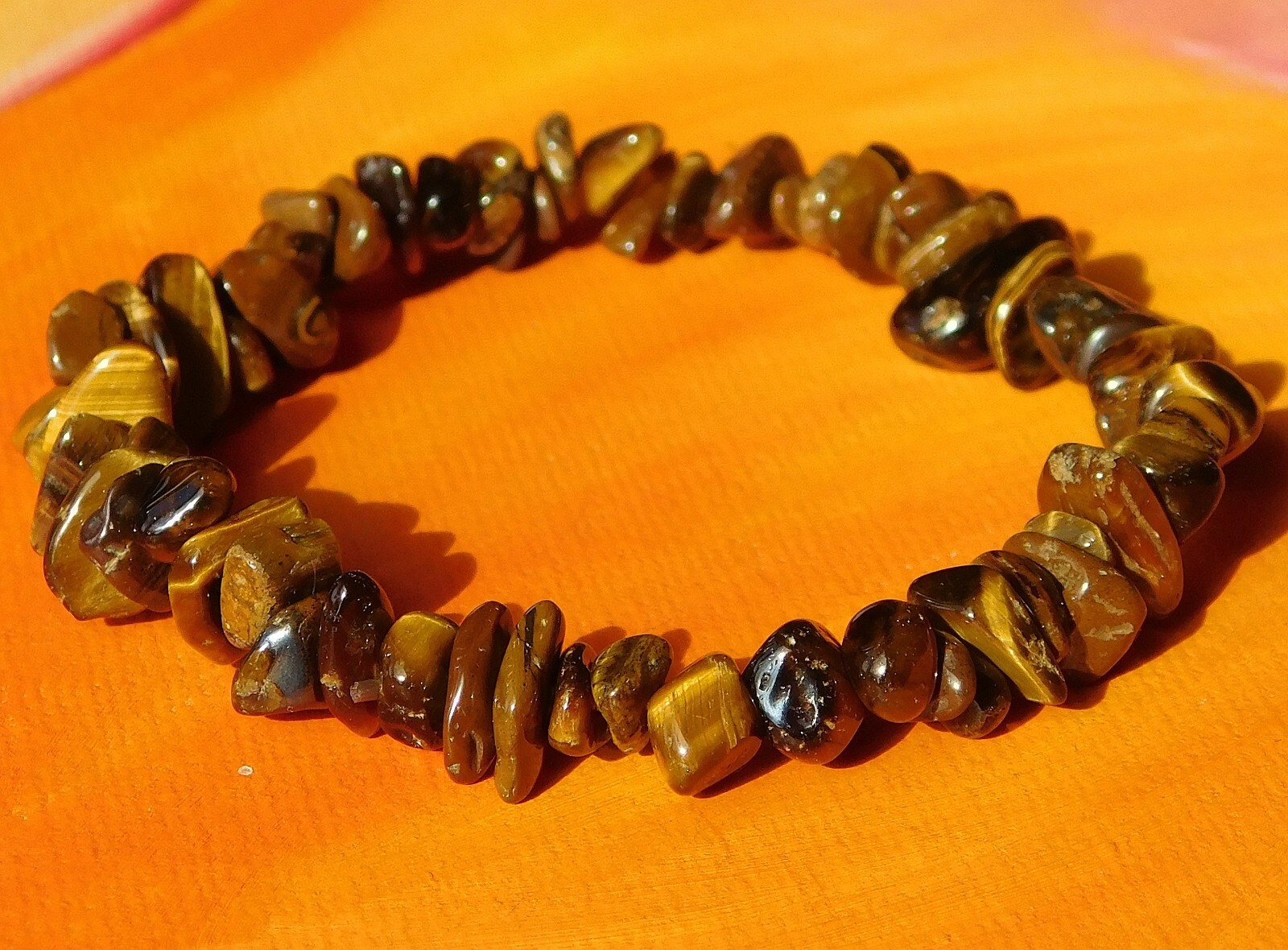 Handmade To Order – Gemstone Chip Beaded Bracelet – Natural Tiger’s Eye.