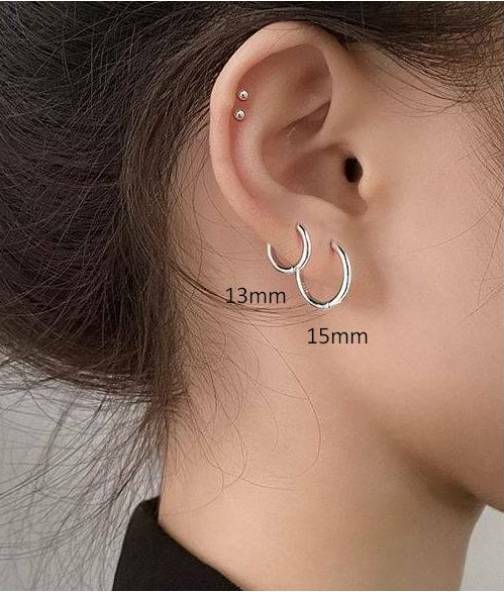 1 Pair Spring Clip On Hoops Earrings ½” 13MM Silver Gold J. Black Pink TQ