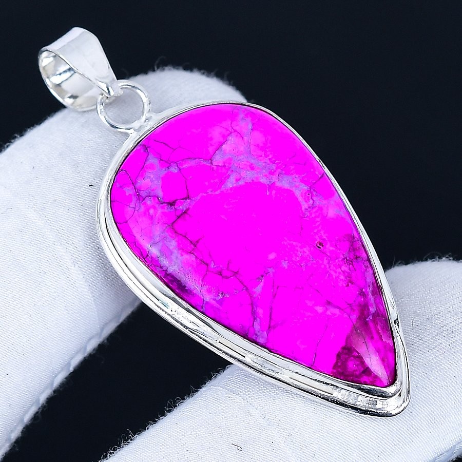 Pink Sea Sediment Jasper 925 Silver Plated Handmade Pendant of 2.2″