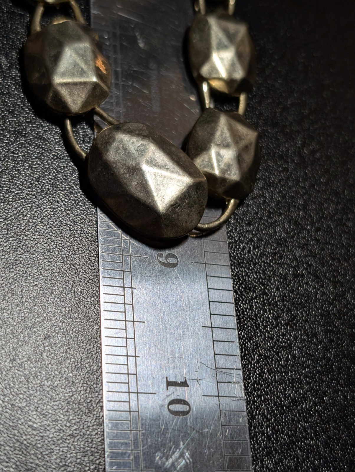 Modernist Gold Tone Faceted Geometric Nugget Collar Necklace Statement Chunky