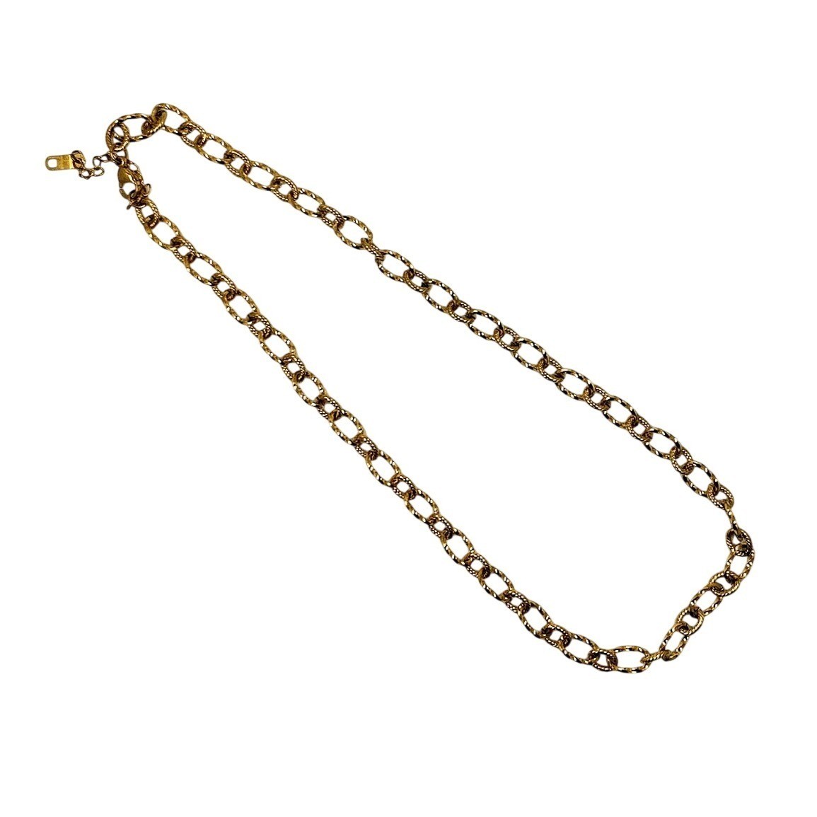 18 in Titanium Gold Plated Paperclip Oval Link Necklace 2 in Extender