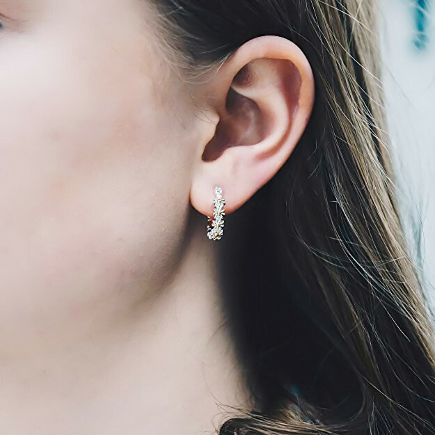 Elegant Two Tone 925 Silver Filled Hoop Earring Women Jewelry A Pair